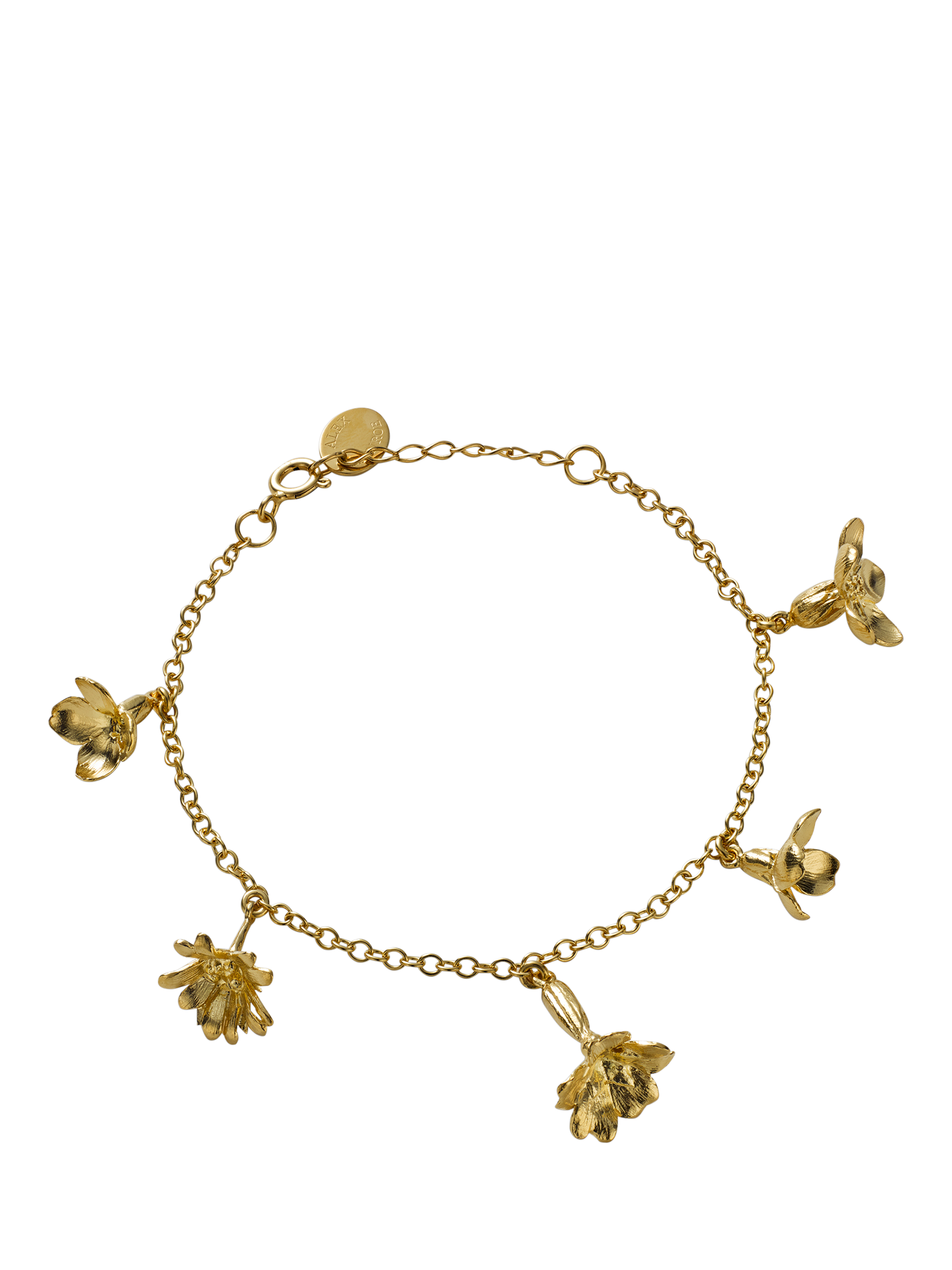 Product image 2 of 3, which shows Alex Monroe Wildflower Charm Bracelet, Gold
