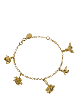 Alex Monroe Wildflower Charm Bracelet, Gold - view 2, Gold