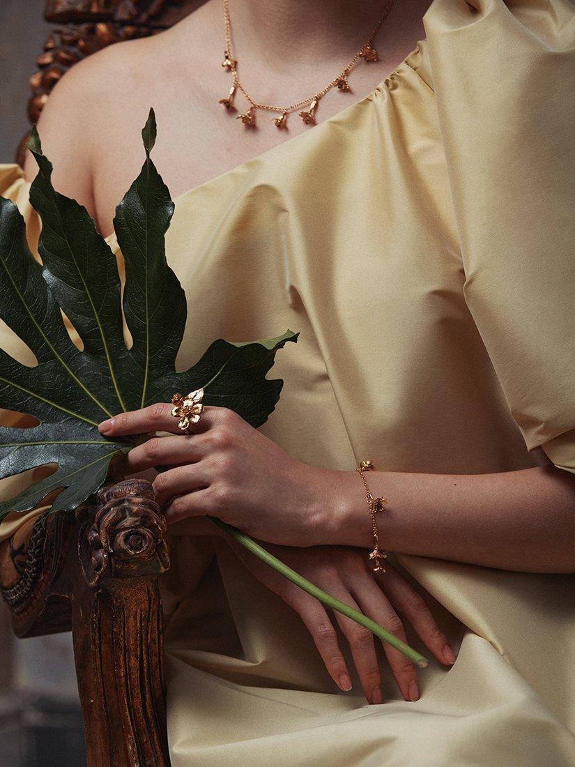 Product image 3 of 3, which shows Alex Monroe Wildflower Charm Bracelet, Gold