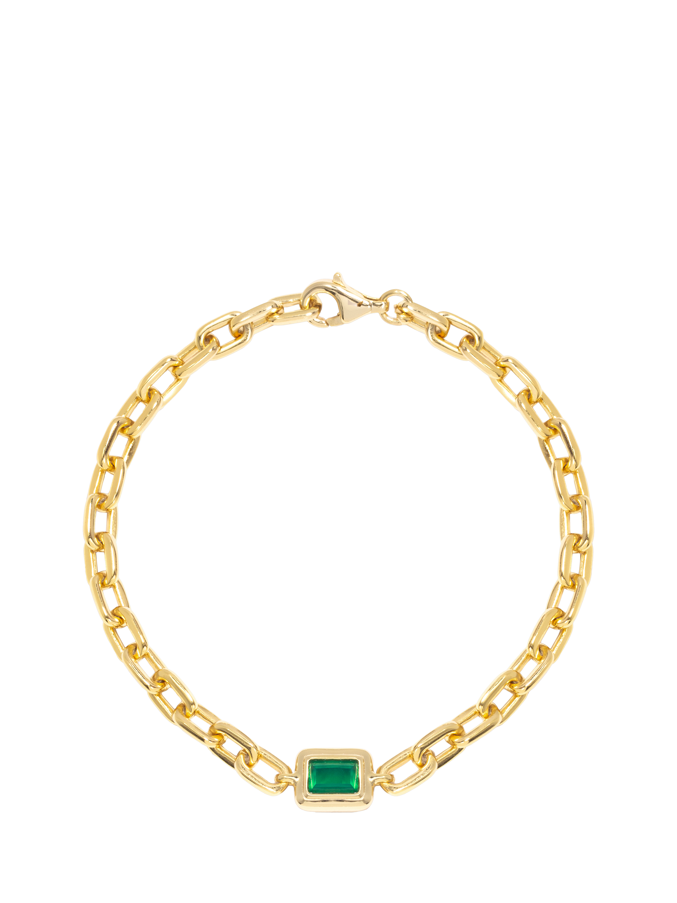 Product image 1 of 4, which shows LARNAUTI Green Onyx Stone Link Bracelet, Gold