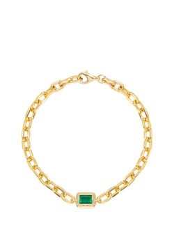 LARNAUTI Green Onyx Stone Link Bracelet, Gold, Gold/Green