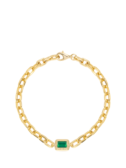 LARNAUTI Green Onyx Stone Link Bracelet, Gold, Gold/Green