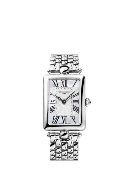 Frederique Constant FC-200MPW2AC6B Women's Classics Art Déco Carrée Bracelet Strap Watch, Silver, Silver