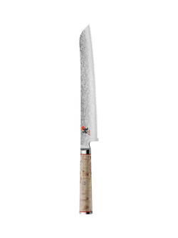 MIYABI Damascus Steel Bread Knife with Birch Wood Handle, 23cm, Birchwood