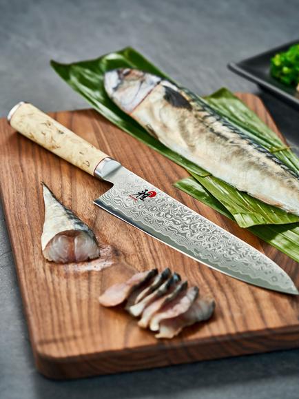 MIYABI Damascus Steel Gyutoh Knife with Birch Wood Handle, 24cm - view 2, Birchwood