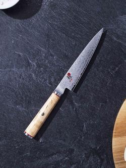 MIYABI Damascus Steel Shotoh Knife with Birch Wood Handle, 13cm - view 2, Birchwood