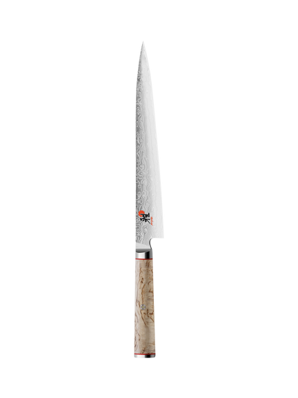 MIYABI Damascus Steel Sujihiki Knife with Birch Wood Handle, 24cm, Birchwood