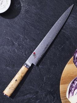 MIYABI Damascus Steel Sujihiki Knife with Birch Wood Handle, 24cm - view 2, Birchwood