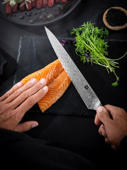 ZWILLING Tanrei Damascus Steel Carving Knife, 23cm - view 2, Brown