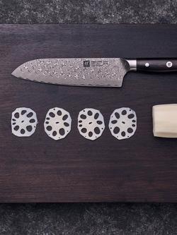 ZWILLING Tanrei Damascus Steel Santoku Knife, 18cm - view 2, Brown