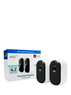 Arlo Essential 2 Outdoor Wireless Smart Security System with Two 2K Cameras, White, White