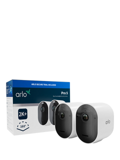 Arlo Pro 5 Wireless Smart Security System with Two 2K HDR Indoor or Outdoor Cameras, White