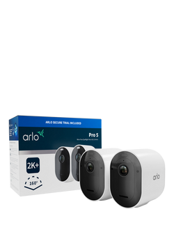 Arlo Pro 5 Wireless Smart Security System with Two 2K HDR Indoor or Outdoor Cameras, White, White