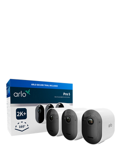 Arlo Pro 5 Wireless Smart Security System with Three 2K HDR Indoor or Outdoor Cameras, White