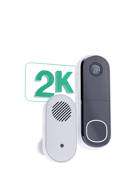 Arlo Essential 2 2K Smart Video Doorbell, Wire-free, & Chime 2, White and Black - view 2, White And Black