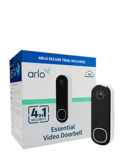 Arlo Essential 2 Smart Video Doorbell, Wire-free, White and Black, White And Black