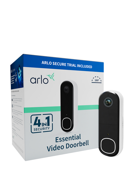 Arlo Essential 2 Smart Video Doorbell, Wire-free, White and Black, White And Black