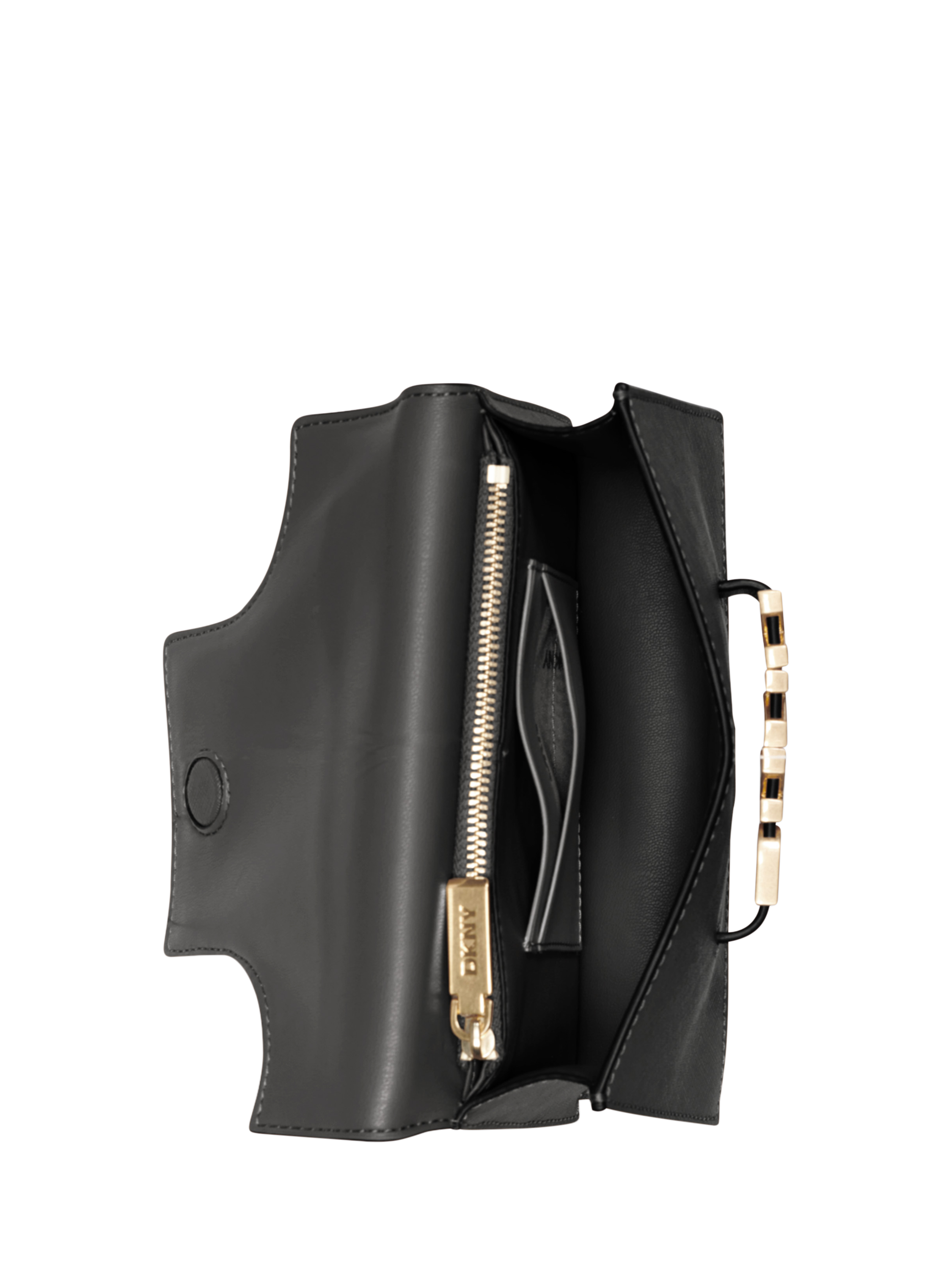 Product image 2 of 6, which shows DKNY Avril Leather Cross Body Purse, Black