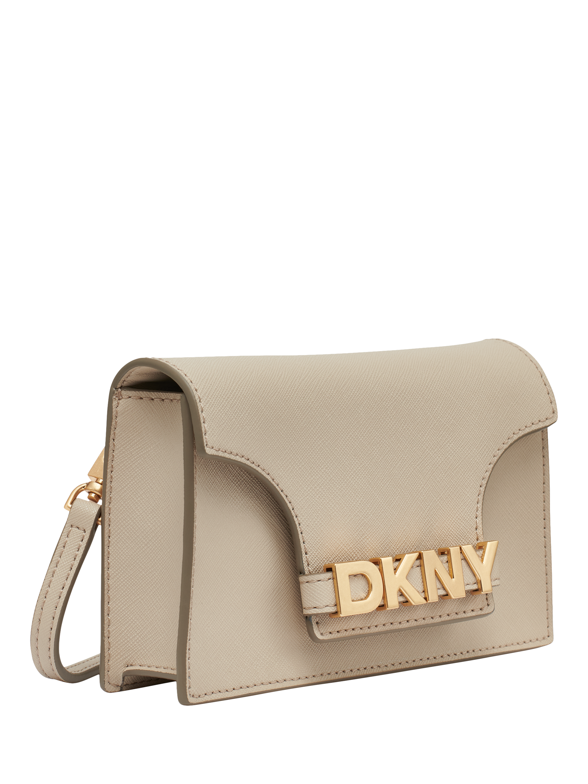Product image 5 of 5, which shows DKNY Avril Leather Cross Body Purse, Taupe
