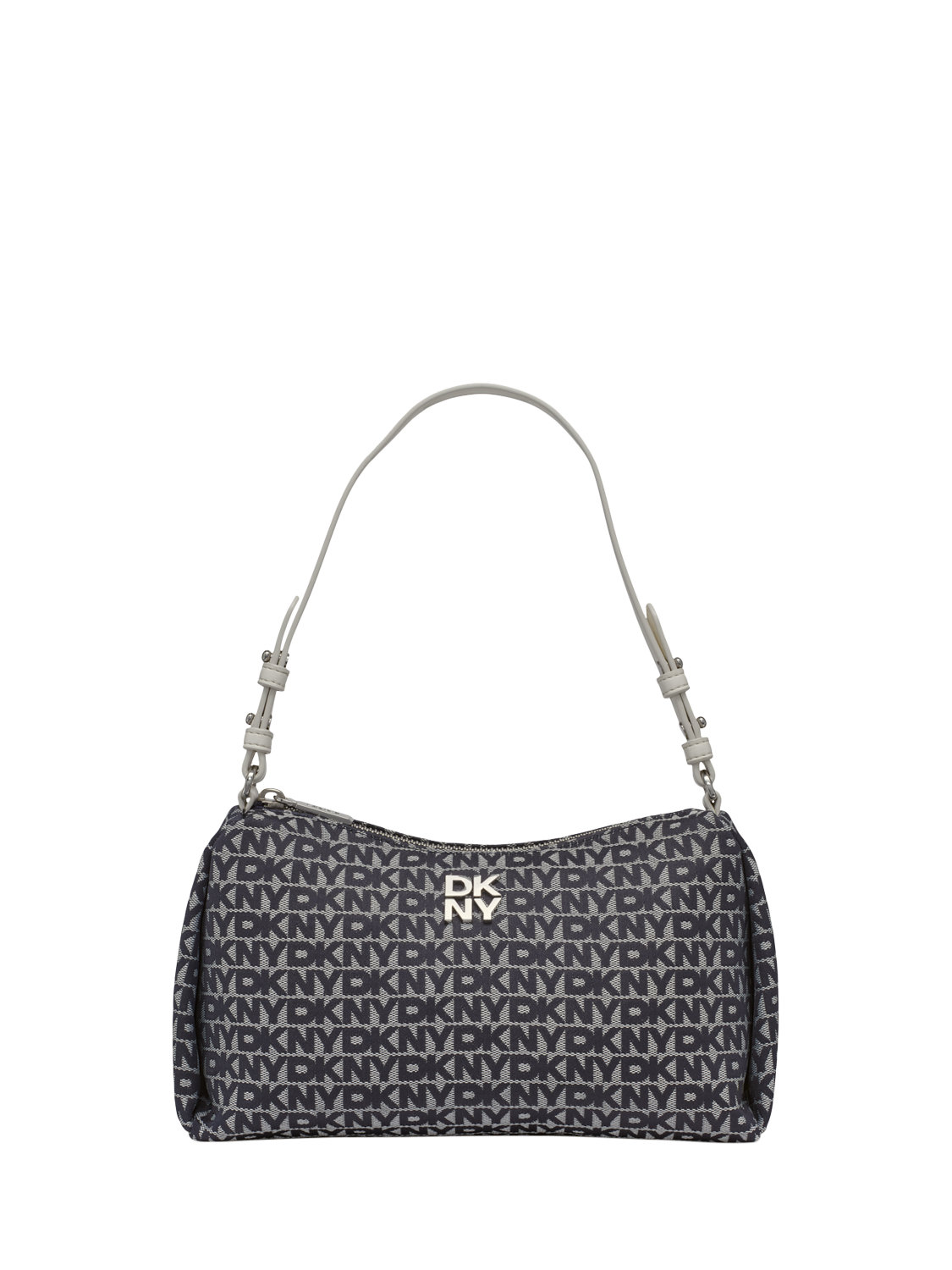 Product image 1 of 5, which shows DKNY Remy Logo Jacquard Shoulder Bag, Navy/Grey/Multi