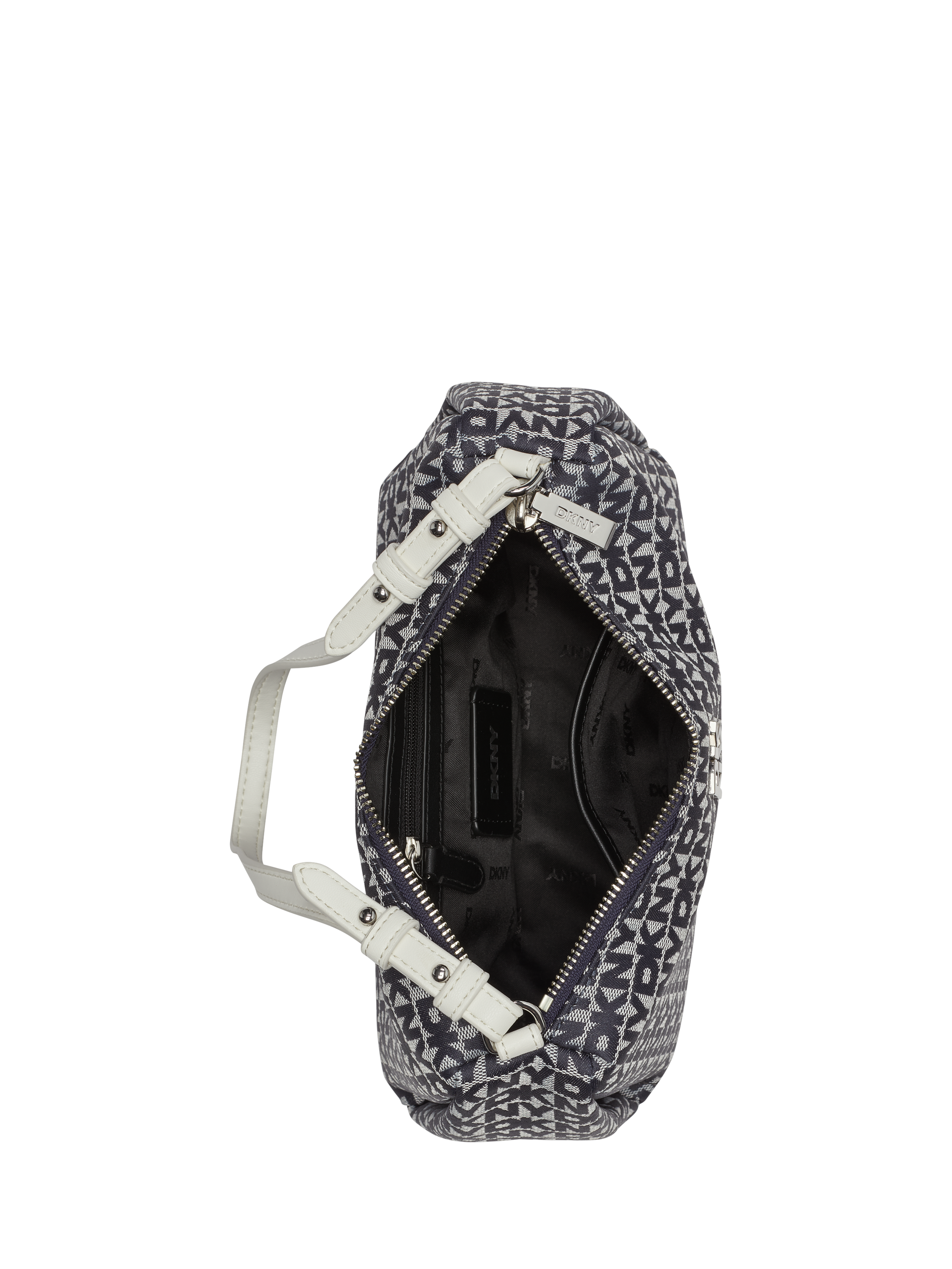 Product image 3 of 5, which shows DKNY Remy Logo Jacquard Shoulder Bag, Navy/Grey/Multi