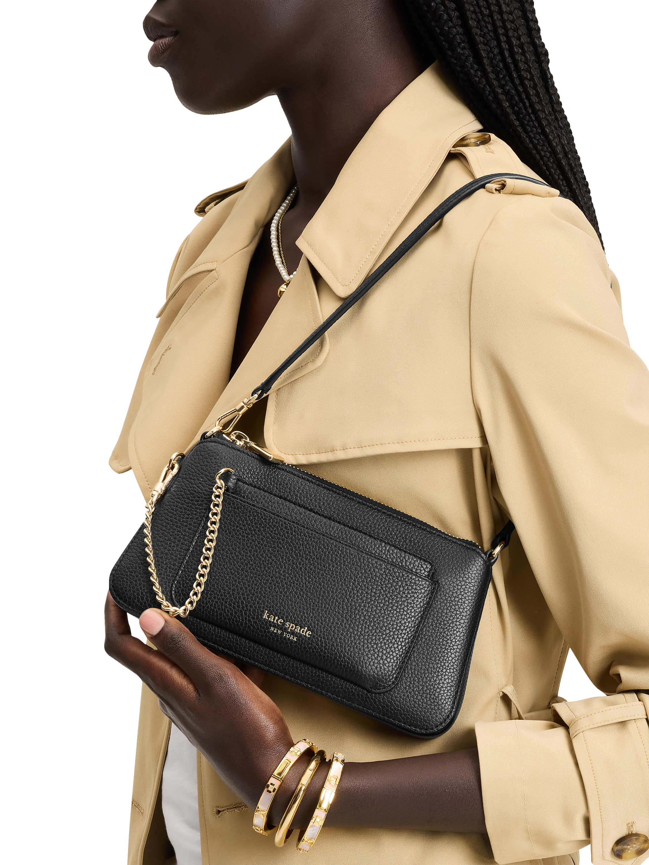 Product image 5 of 5, which shows kate spade new york Ava 2-In-1 Leather Shoulder Bag, Black