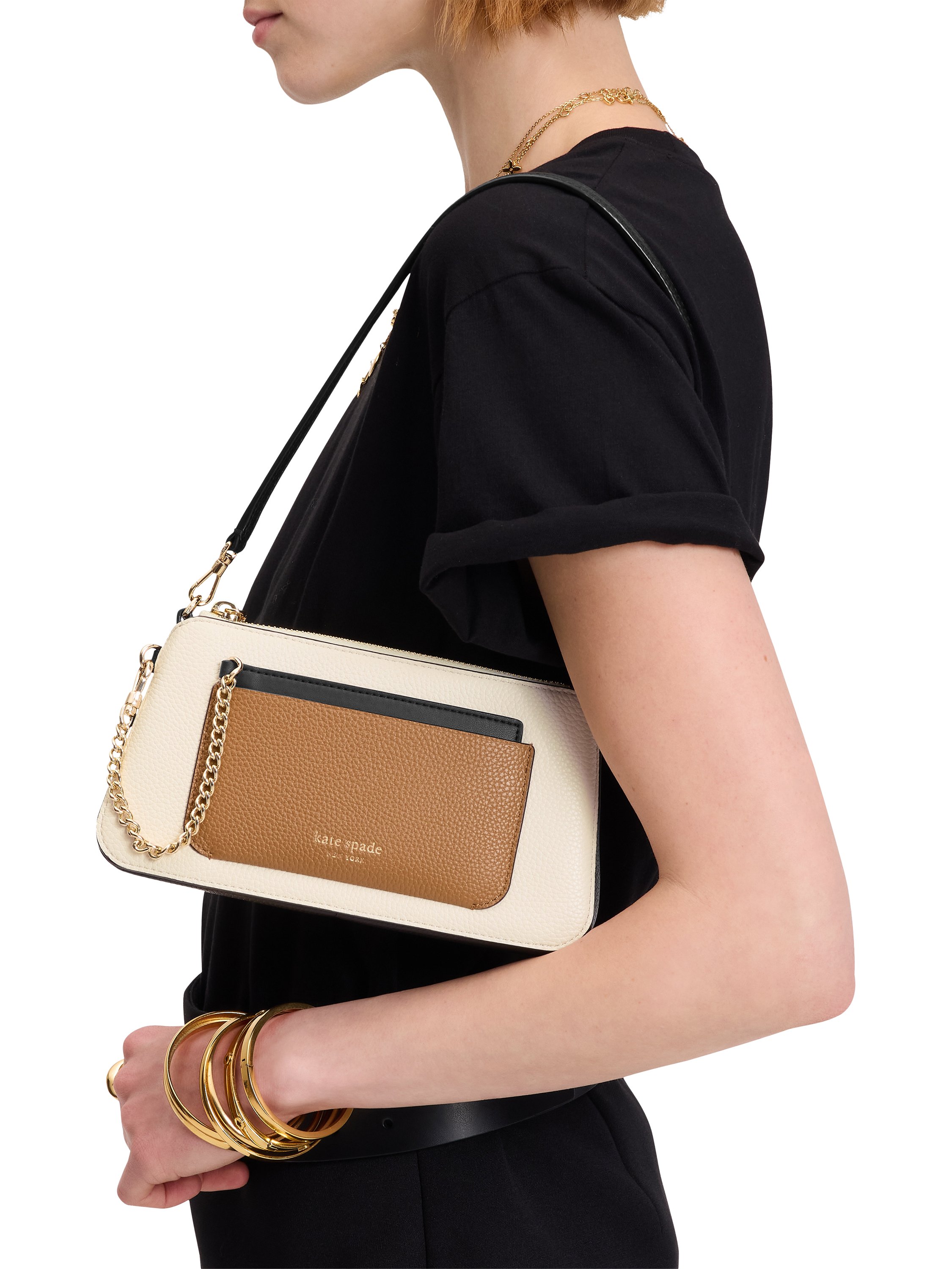 Product image 4 of 5, which shows kate spade new york Ava 2-In-1 Leather Shoulder Bag, Cream/Multi