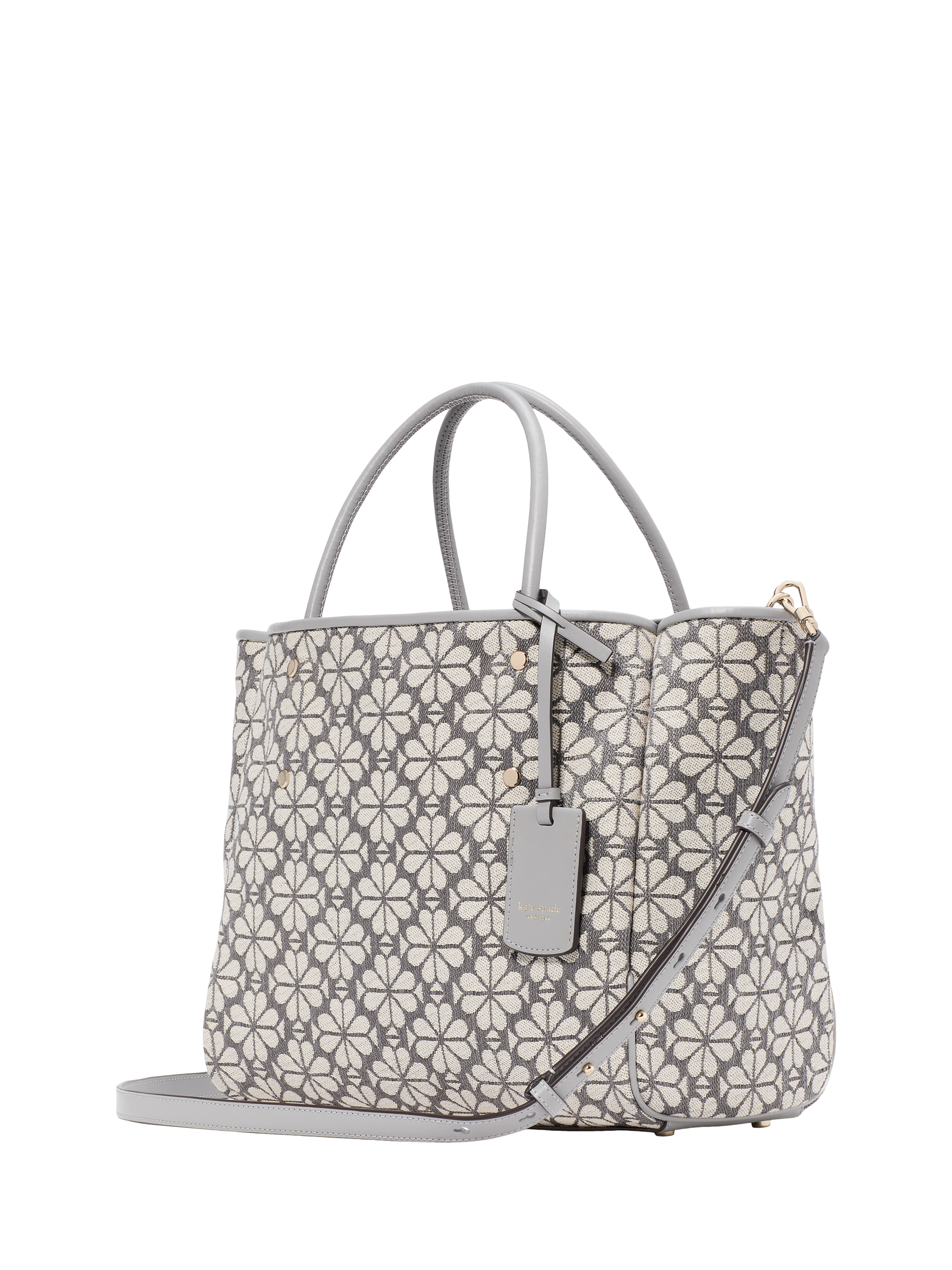 Product image 2 of 4, which shows kate spade new york Nouveau Spade Flower Jacquard Tote Bag, Grey/Multi
