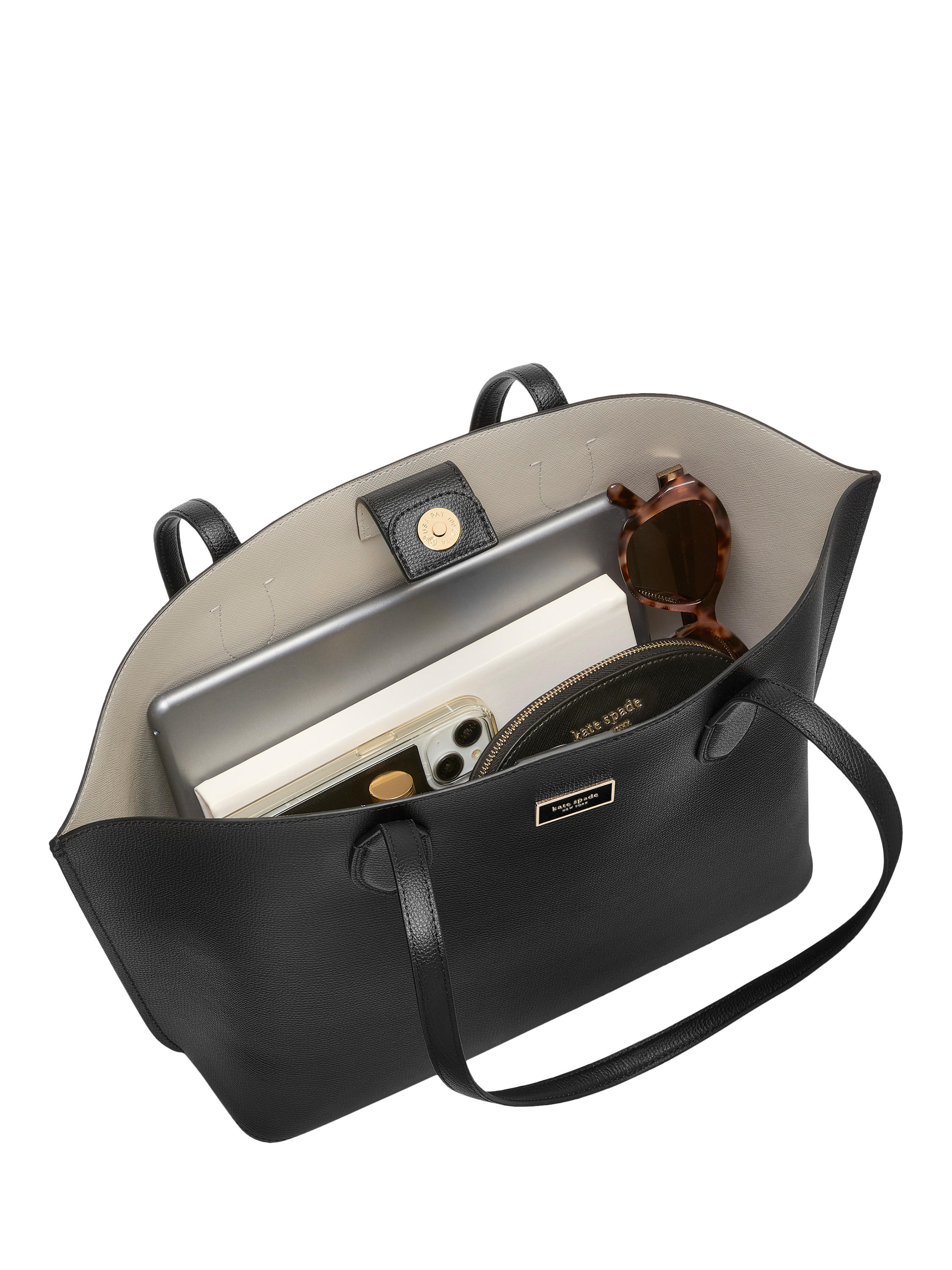 Product image 2 of 4, which shows kate spade new york Suite Leather Large Tote Bag, Black