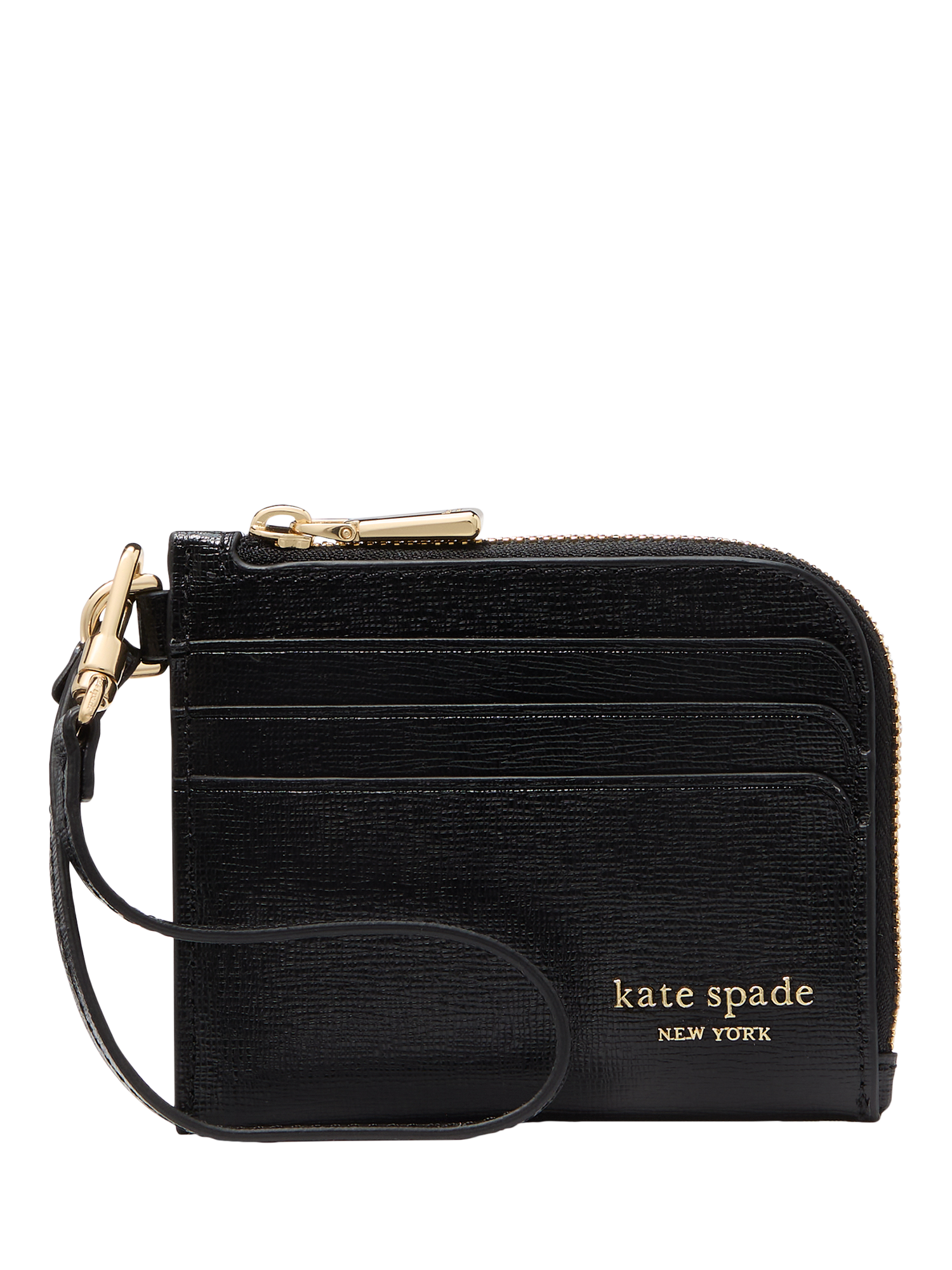 Product image 1 of 3, which shows kate spade new york Devin Leather Wristlet, Black