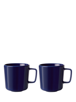 LSA International Collective Porcelain Mug, Set of 2, 370ml, Blue Cobalt, Blue Cobalt