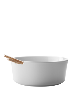 LSA International Collective Porcelain Salad Bowl & Ash Wood Servers, White, White