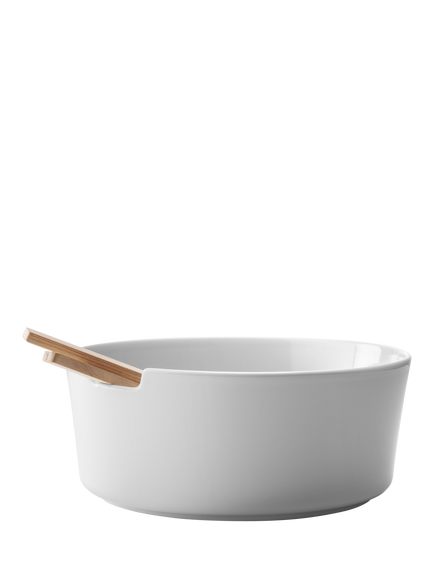LSA International Collective Porcelain Salad Bowl & Ash Wood Servers, White, White