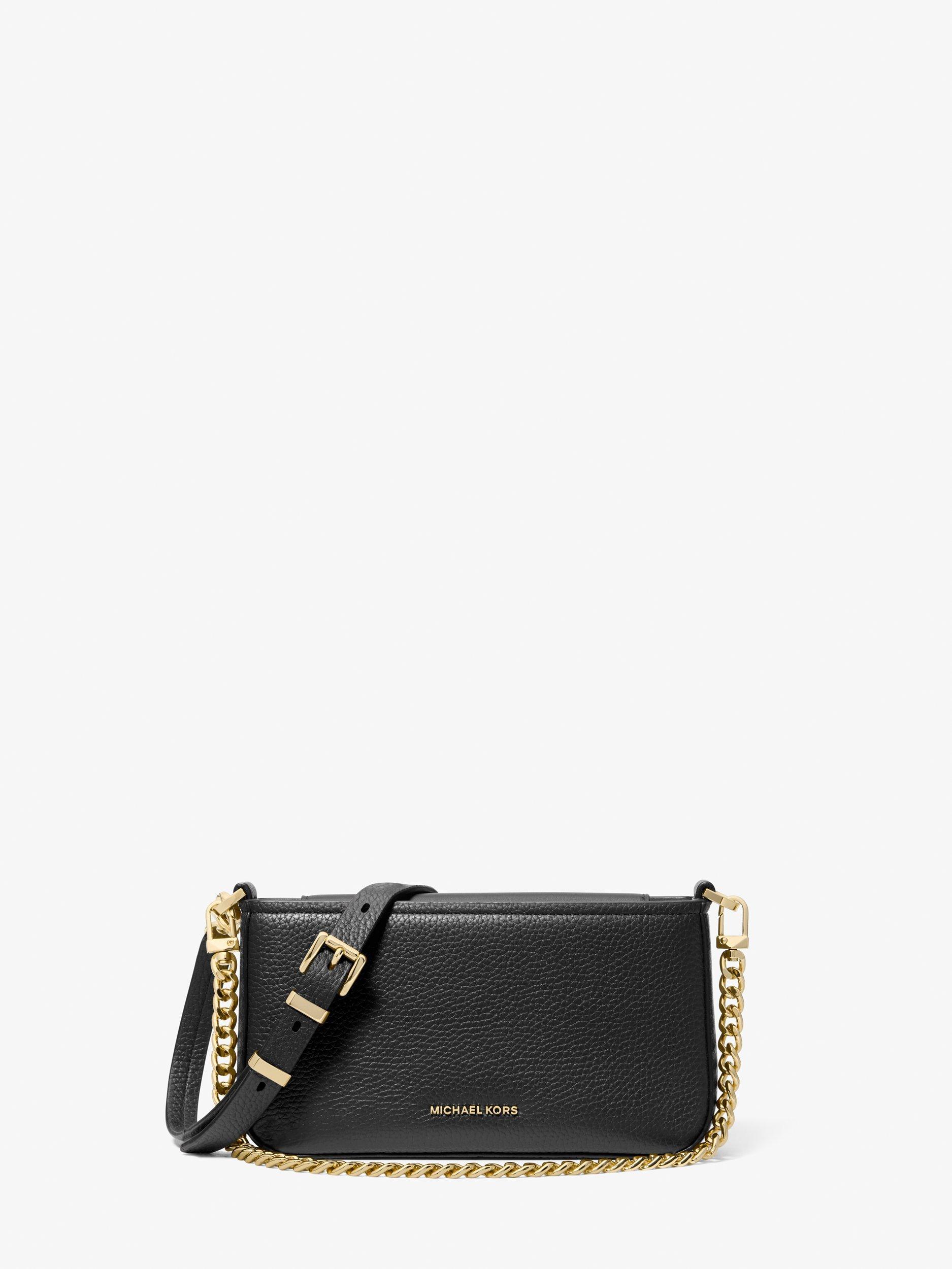Michael Kors Bryant Leather Convertible Pochette Cross Body Bag, Black