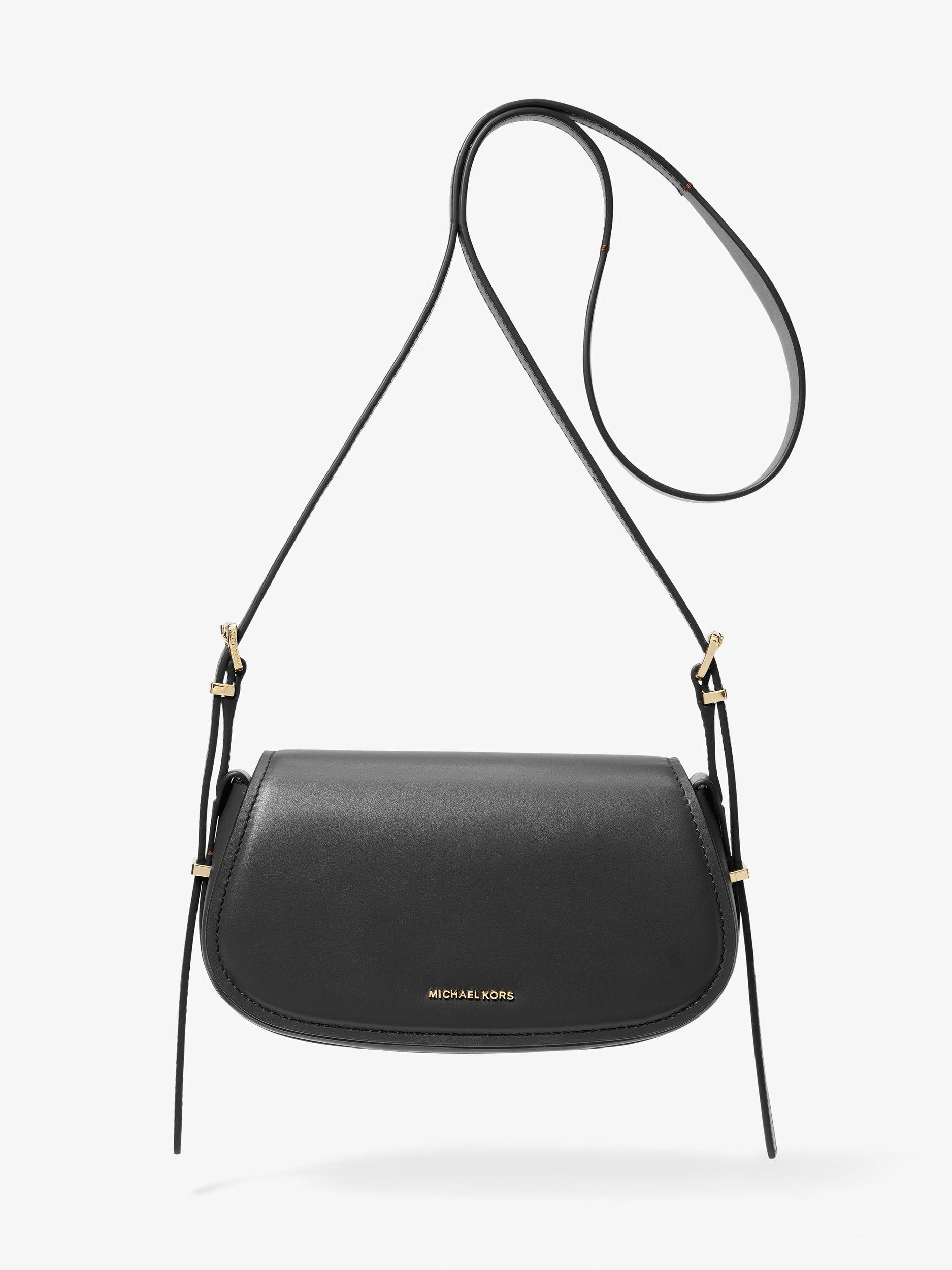 Michael Kors Lydia Leather Flap Over Cross Body Bag, Black