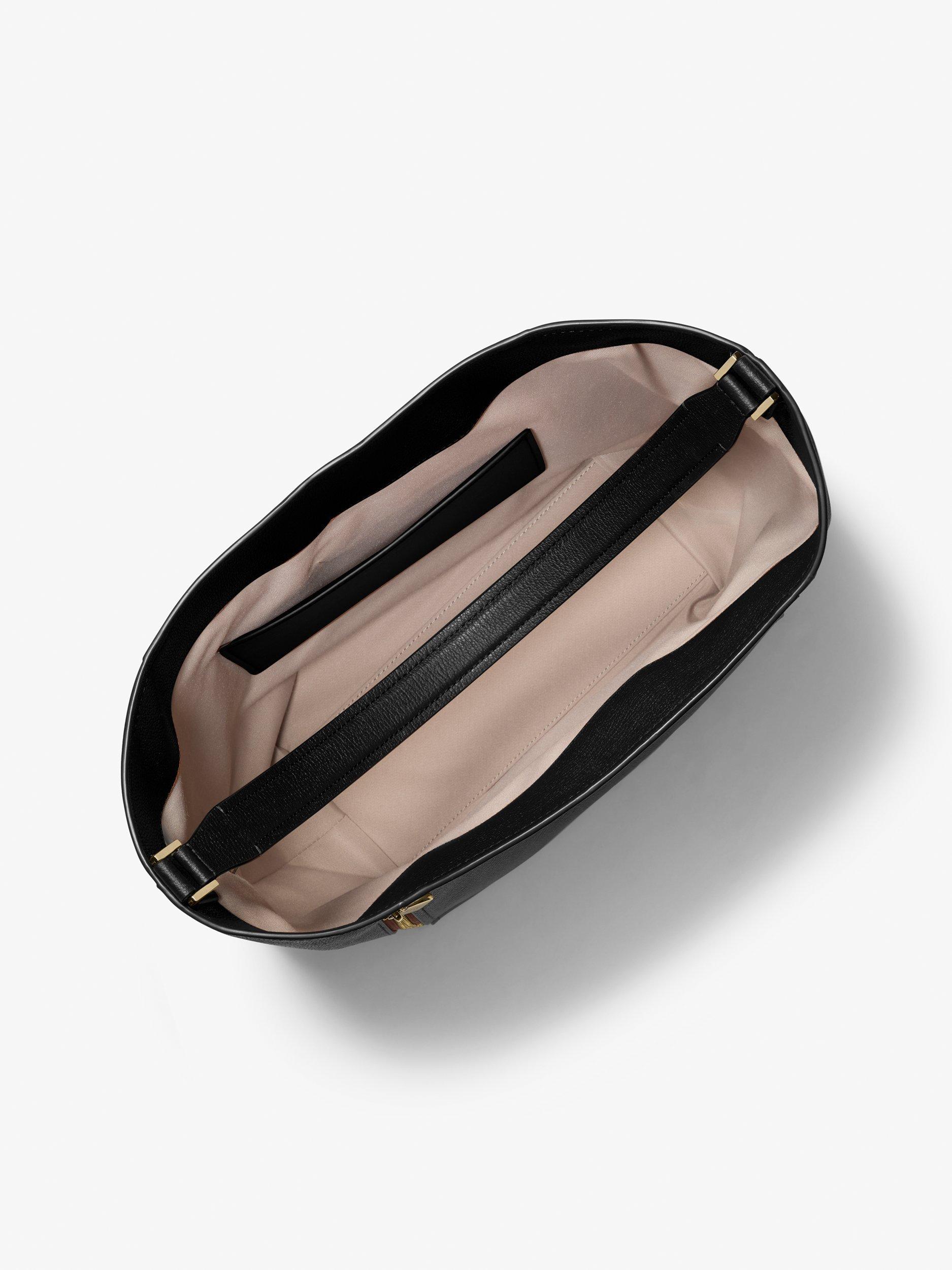 Product image 2 of 3, which shows Michael Kors Addie Leather Hobo Shoulder Bag, Black