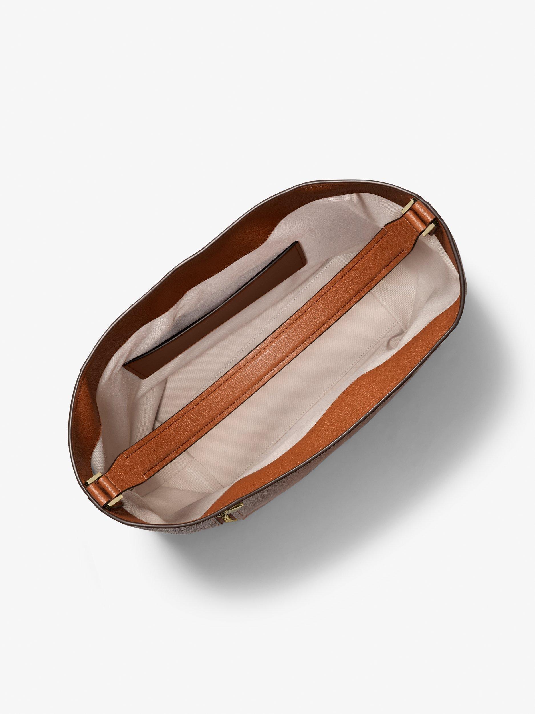 Product image 2 of 3, which shows Michael Kors Addie Leather Hobo Shoulder Bag, Brown