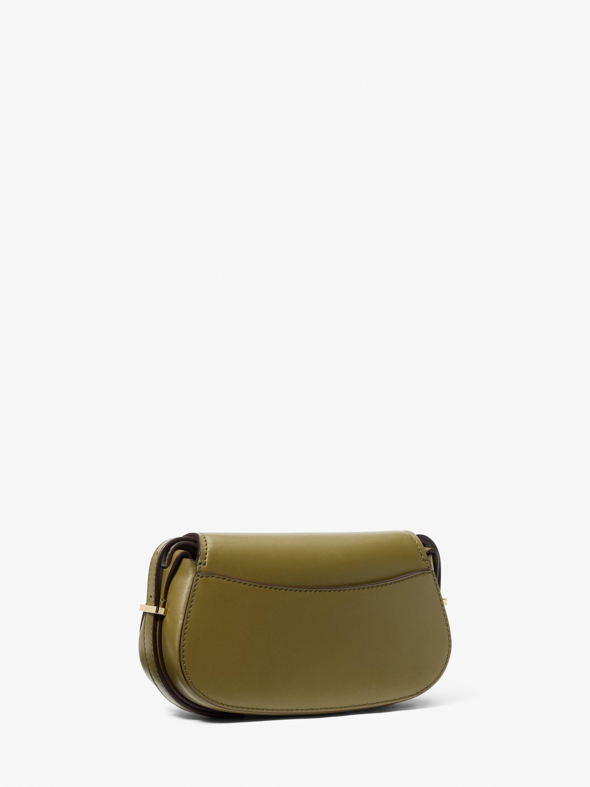 Product image 3 of 4, which shows Michael Kors Lydia Leather Flap Over Cross Body Bag, Green