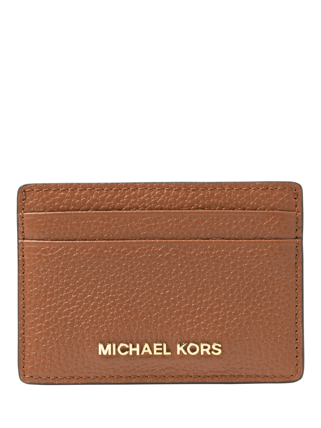 Product image 1 of 2, which shows Michael Kors Leather Jet Set Card Holder, Tan