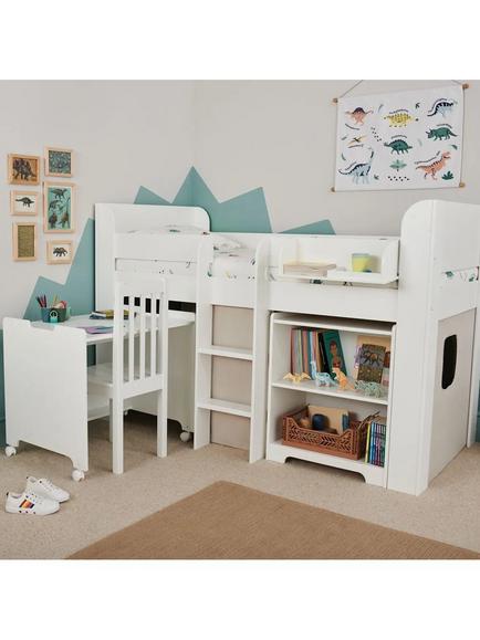 Great Little Trading Co Paddington Mid Sleeper Bed and Study Set, White - view 2, White