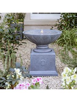 Ivyline Kew Bowl Plinth Water Feature, Grey - view 2, Grey