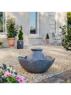 Ivyline Kew Petal Bowl Water Feature, Grey - view 2, Grey