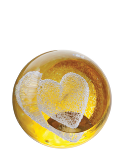 Caithness Glass Heart Paperweight, Gold, Gold