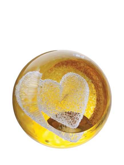 Caithness Glass Heart Paperweight, Gold, Gold