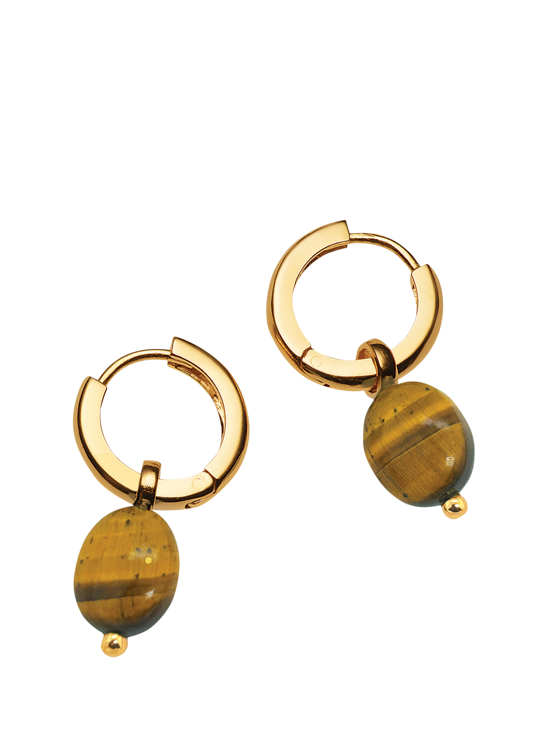Product image 1 of 4, which shows Sarah Alexander Tiger's Eye Drop Earrings, Gold/Brown