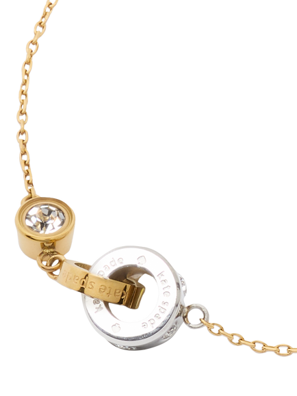kate spade new york Cubic Zirconia Interlink Chain Bracelet, Clear/Two Tone - view 2, Clear/Two Tone