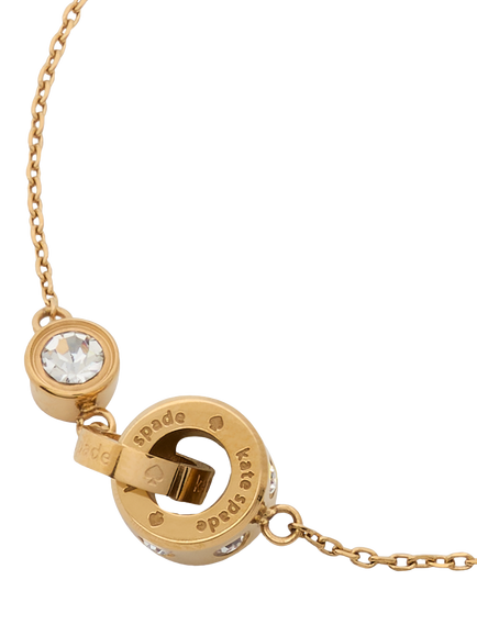 kate spade new york Cubic Zirconia Interlink Chain Bracelet, Clear/Two Tone - view 2, Clear/Two Tone