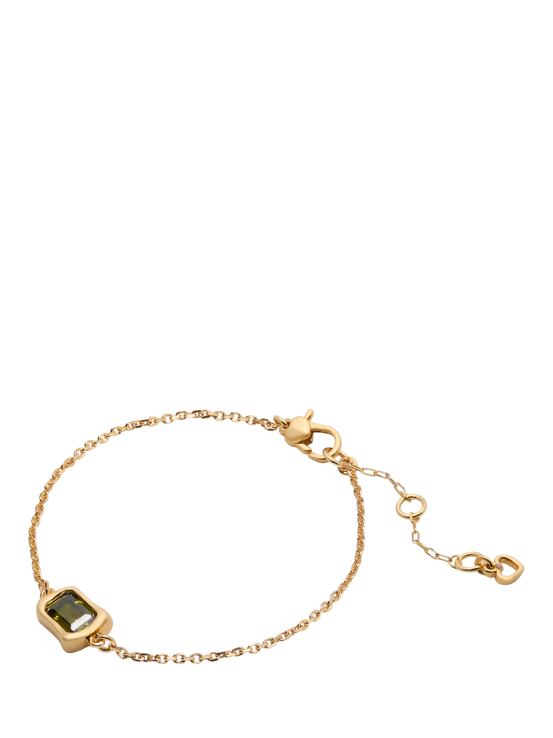 Product image 1 of 3, which shows kate spade new york Cubic Zirconia Sculptural Solitaire Bracelet, Green/Gold