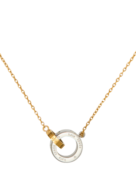 kate spade new york Cubic Zirconia Interlink Pendant Necklace, Clear/Two Tone, Clear/Two Tone