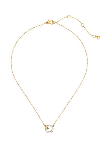 kate spade new york Cubic Zirconia Interlink Pendant Necklace, Clear/Two Tone - view 2, Clear/Two Tone